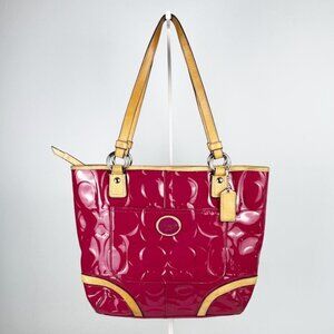 Coach Peyton Patent Leather Magenta Pink Tote Shoulder bag 22322